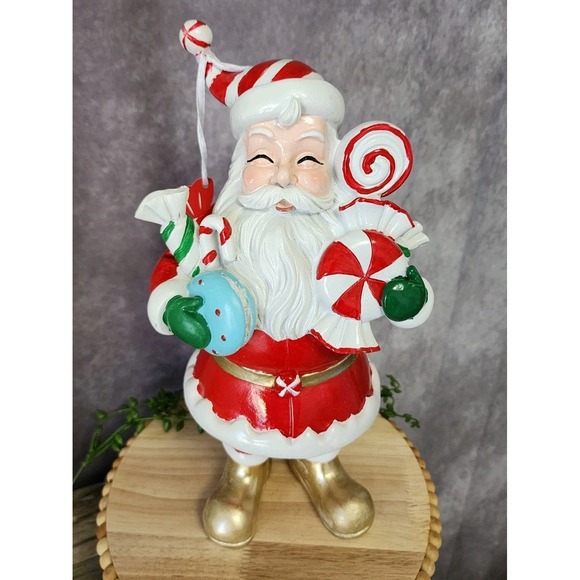 Peppermint Square Red Retro Santa Claus Christmas Candy Sweets Figurine 12.5" - Picture 4 of 9